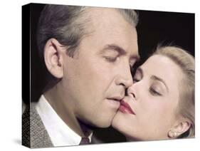 REAR WINDOW, 1954 directed by ALFRED HITCHCOCK James Stewart and Grace Kelly (photo)-null-Stretched Canvas