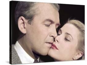 REAR WINDOW, 1954 directed by ALFRED HITCHCOCK James Stewart and Grace Kelly (photo)-null-Stretched Canvas