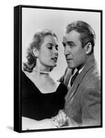 REAR WINDOW, 1954 directed byALFRED HITCHCOCK Grace Kelly and James Stewart (b/w photo)-null-Framed Stretched Canvas