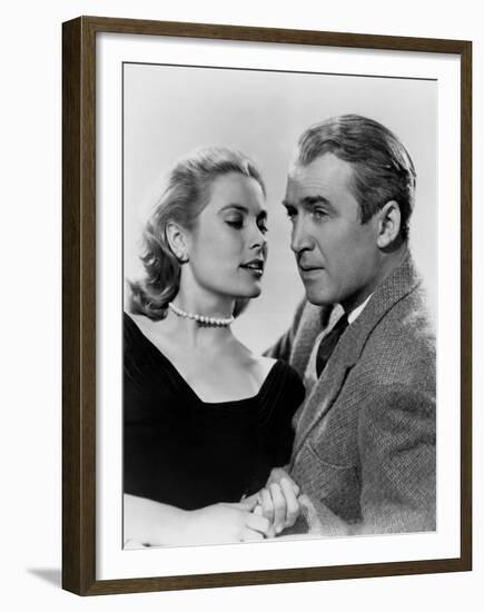 REAR WINDOW, 1954 directed byALFRED HITCHCOCK Grace Kelly and James Stewart (b/w photo)-null-Framed Photo