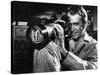 REAR WINDOW, 1954 directed byALFRED HITCHCOCK James Stewart (b/w photo)-null-Stretched Canvas