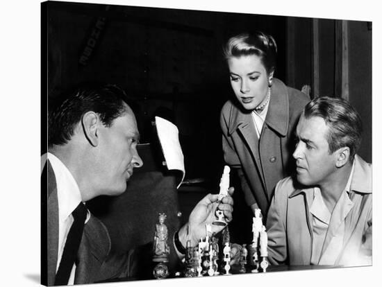 REAR WINDOW, 1954 directed byALFRED HITCHCOCK On the set, Wendell Corey, Grace Kelly and James Stew-null-Stretched Canvas
