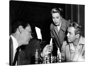 REAR WINDOW, 1954 directed byALFRED HITCHCOCK On the set, Wendell Corey, Grace Kelly and James Stew-null-Stretched Canvas