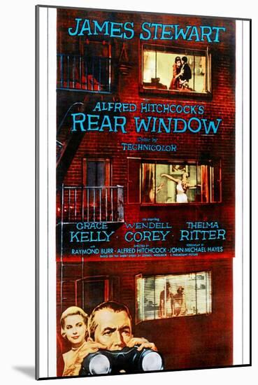 Rear Window, Bottom from Left: Grace Kelly, James Stewart on Poster Art, 1954-null-Mounted Art Print