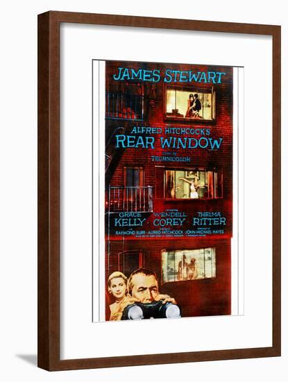 Rear Window, Bottom from Left: Grace Kelly, James Stewart on Poster Art, 1954-null-Framed Art Print