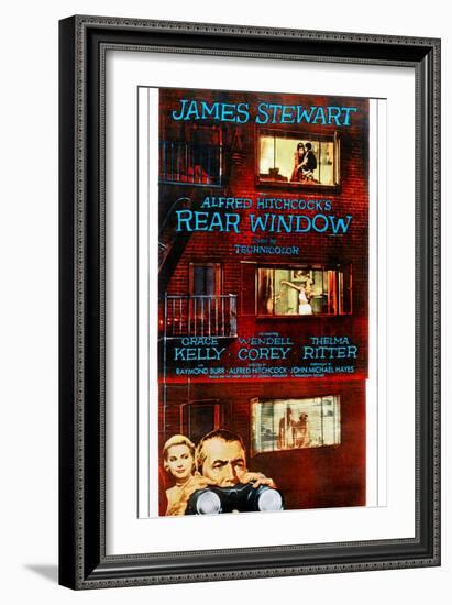 Rear Window, Bottom from Left: Grace Kelly, James Stewart on Poster Art, 1954-null-Framed Art Print