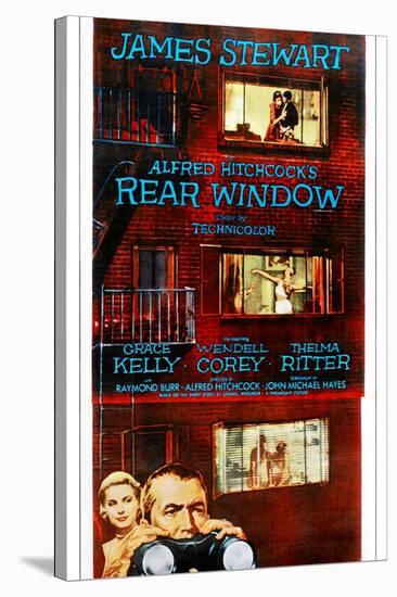 Rear Window, Bottom from Left: Grace Kelly, James Stewart on Poster Art, 1954-null-Stretched Canvas