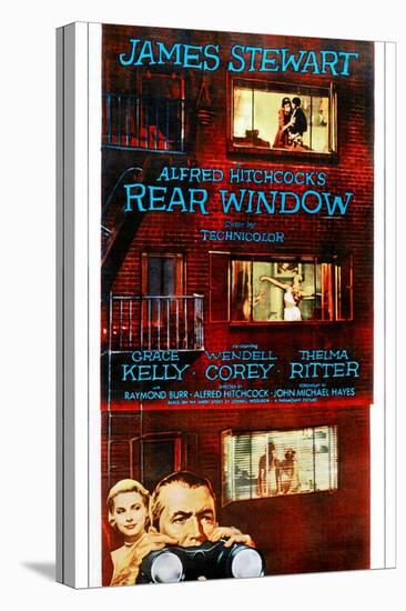 Rear Window, Bottom from Left: Grace Kelly, James Stewart on Poster Art, 1954-null-Stretched Canvas