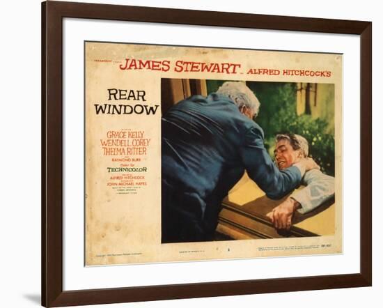 Rear Window, L-R: Raymond Burr, James Stewart, 1954-null-Framed Art Print