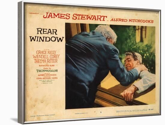 Rear Window, L-R: Raymond Burr, James Stewart, 1954-null-Framed Art Print