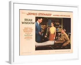 Rear Window, L-R, Wendell Corey, Grace Kelly, James Stewart, 1954-null-Framed Art Print