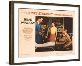 Rear Window, L-R, Wendell Corey, Grace Kelly, James Stewart, 1954-null-Framed Art Print