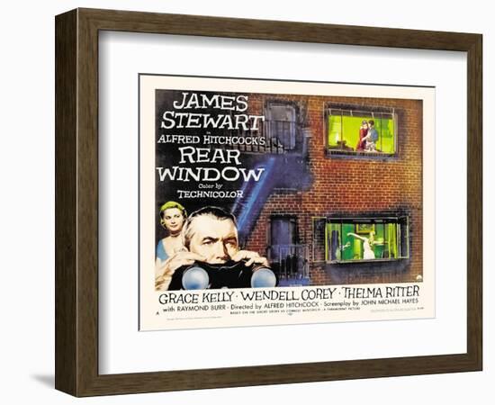 Rear Window, UK Movie Poster, 1954-null-Framed Art Print