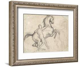 Rearing Stallion Held by a Nude Man-Théodore Géricault-Framed Giclee Print