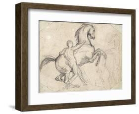 Rearing Stallion Held by a Nude Man-Théodore Géricault-Framed Giclee Print