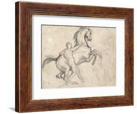 Rearing Stallion Held by a Nude Man-Théodore Géricault-Framed Giclee Print