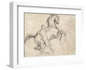 Rearing Stallion Held by a Nude Man-Théodore Géricault-Framed Giclee Print