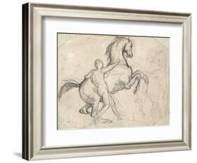 Rearing Stallion Held by a Nude Man-Théodore Géricault-Framed Giclee Print