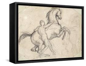 Rearing Stallion Held by a Nude Man-Théodore Géricault-Framed Stretched Canvas