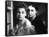 REBECCA, 1940 directed by ALFRED HITCHCOCK Joan Fontaine / Judith Anderson (d'apres Daphne du Mauri-null-Framed Stretched Canvas