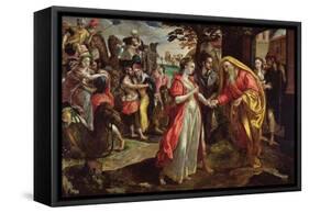 Rebecca Agreeing to Follow Eliezer, C.1562 (Oil on Panel)-Maarten de Vos-Framed Stretched Canvas
