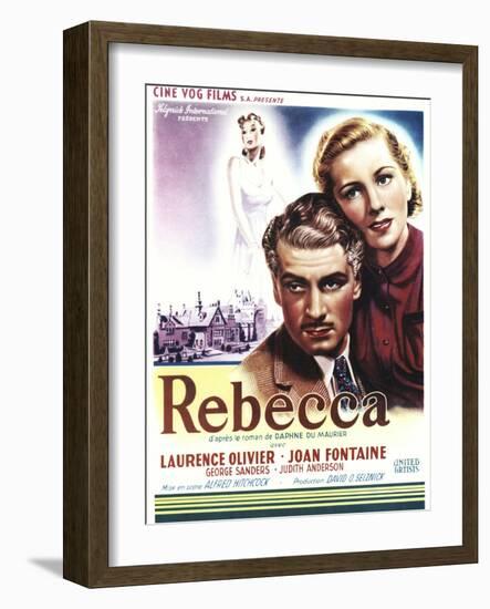 Rebecca, Laurence Olivier, Joan Fontaine on Belgian Poster Art, 1940-null-Framed Art Print