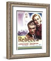 Rebecca, Laurence Olivier, Joan Fontaine on Belgian Poster Art, 1940-null-Framed Art Print