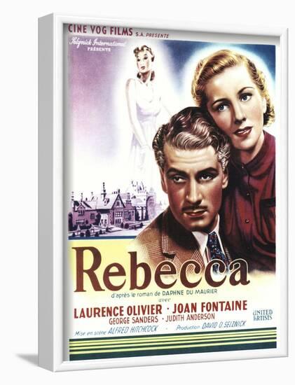 Rebecca, Laurence Olivier, Joan Fontaine on Belgian Poster Art, 1940-null-Framed Art Print