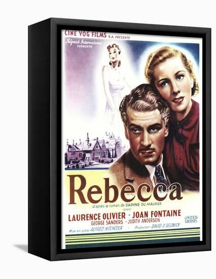 Rebecca, Laurence Olivier, Joan Fontaine on Belgian Poster Art, 1940-null-Framed Stretched Canvas