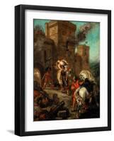 Rebecca Raped by a Knight Templar During the Sack of the Castle Frondeboeuf-Eugene Delacroix-Framed Giclee Print