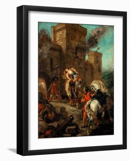 Rebecca Raped by a Knight Templar During the Sack of the Castle Frondeboeuf-Eugene Delacroix-Framed Giclee Print
