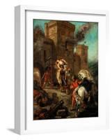 Rebecca Raped by a Knight Templar During the Sack of the Castle Frondeboeuf-Eugene Delacroix-Framed Giclee Print