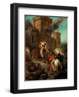 Rebecca Raped by a Knight Templar During the Sack of the Castle Frondeboeuf-Eugene Delacroix-Framed Giclee Print