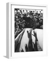 Rebel Leader Fidel Castro Being Cheered by a Village Crowd on His Victorious March to Havana-Grey Villet-Framed Photographic Print