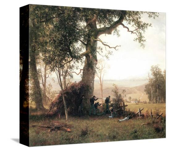 Rebellion, Picketline in Virginia-Albert Bierstadt-Stretched Canvas