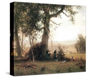 Rebellion, Picketline in Virginia-Albert Bierstadt-Stretched Canvas