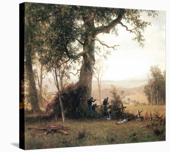 Rebellion, Picketline in Virginia-Albert Bierstadt-Stretched Canvas