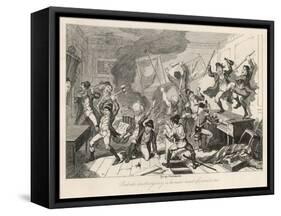 Rebels Destroying a House and Furniture-George Cruikshank-Framed Stretched Canvas