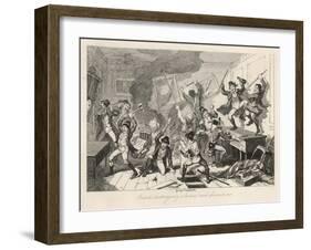 Rebels Destroying a House and Furniture-George Cruikshank-Framed Art Print