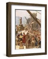 Rebuilding the Wall of Jerusalem under Nehemiah-William Brassey Hole-Framed Giclee Print