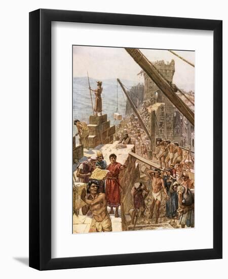 Rebuilding the Wall of Jerusalem under Nehemiah-William Brassey Hole-Framed Giclee Print