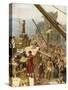 Rebuilding the walls of Jerusalem under Nehemiah - Bible-William Brassey Hole-Stretched Canvas