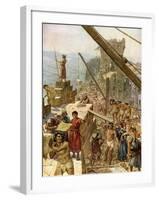 Rebuilding the walls of Jerusalem under Nehemiah - Bible-William Brassey Hole-Framed Giclee Print