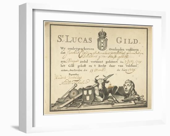 Receipt from the Guild of Saint Luke in Amsterdam to the glazier James Cip, 1729-Dutch School-Framed Giclee Print