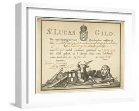 Receipt from the Guild of Saint Luke in Amsterdam to the glazier James Cip, 1729-Dutch School-Framed Giclee Print