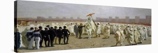Receiving Italian Committee in Fez, 1879, Painting by Stephen Ussi (1822-1901), 28X39, 5 Cm-null-Stretched Canvas