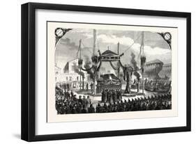 Receiving Remains of Admiral Bruat on the Port of Toulon, France, 1855.-null-Framed Giclee Print