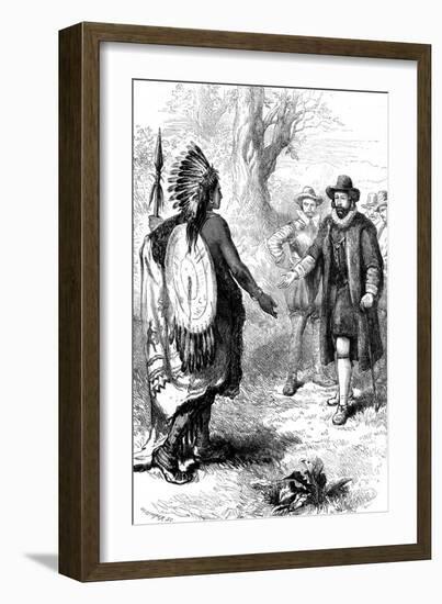 Reception of a Narragansett Warrior, Massachusetts, C1630S-Whymper-Framed Giclee Print