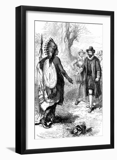 Reception of a Narragansett Warrior, Massachusetts, C1630S-Whymper-Framed Giclee Print