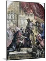Reception of Columbus by Ferdinand and Isabella, Barcelona, 15th Century-Eugene Deveria-Mounted Premium Giclee Print